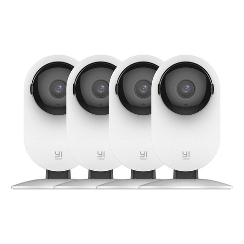 4 Cámaras De Seguridad Yi 1080p Visión Nocturna Wifi, Sd Color Blanco