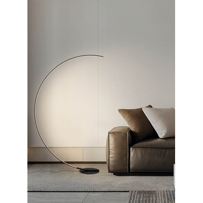 Lampara De Pie Curva Moderna Morti Negra Led Dimerizable