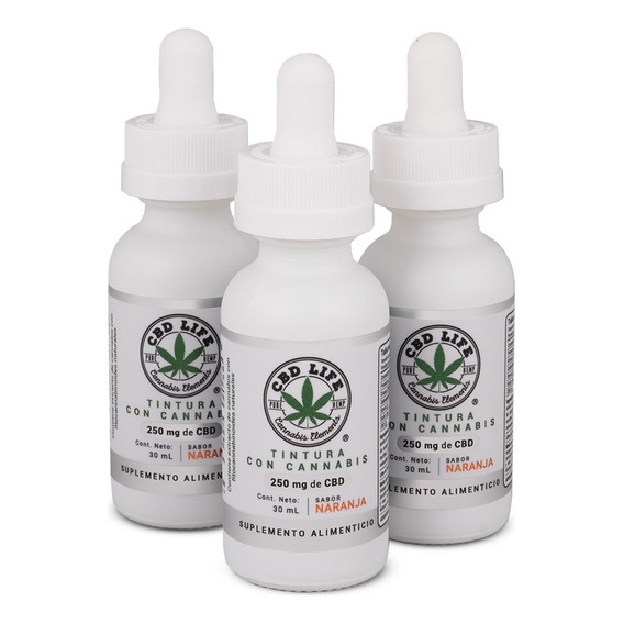 3 Pack - Aceite Cbd Life Tintura 250mg  Gotas Sabor Naranja