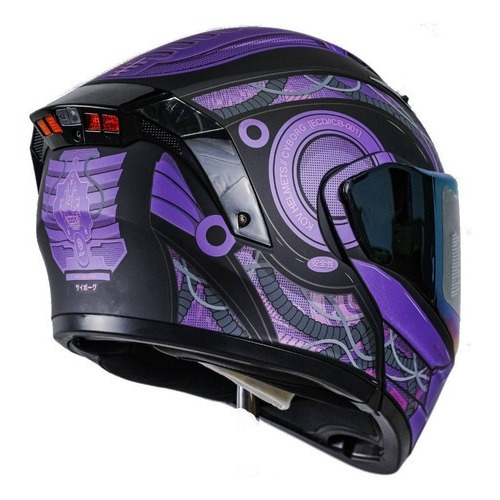 Casco Abatible Kov Cyborg Morado Para Moto Ceritificado Dot Color Violeta Tamaño Del Casco 2x (63-64cm