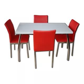 Juego Comedor Mesa Curve 1 X 60 + 4 Sillas Iris Reforzada Pr