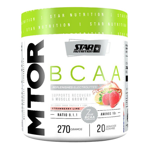 Mtor Bcaa 270 Gr Formula Mejorada Star Nutrition Sabor Strawberry Lime