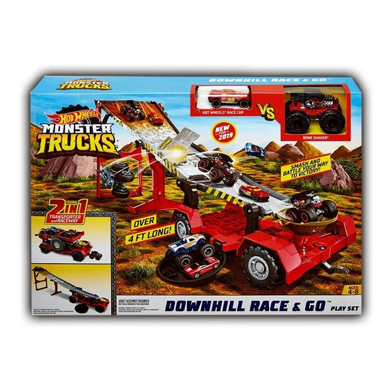 Tráiler radical de Monster Trucks de Pista Hot Wheels, color mate