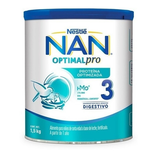 Leche de fórmula en polvo sin TACC Nestlé Nan Optimal pro 3 en lata de 1 de 1.5kg - 1  a 3 años