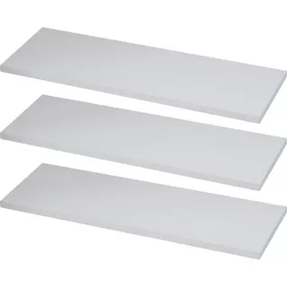 Kit 3 Prateleiras 140x25 Mdf Branco + Suporte Invisível