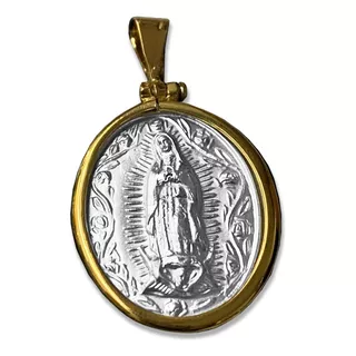 Medalla Doble Vista Virgen Guadalupe Plata .925 Mediana