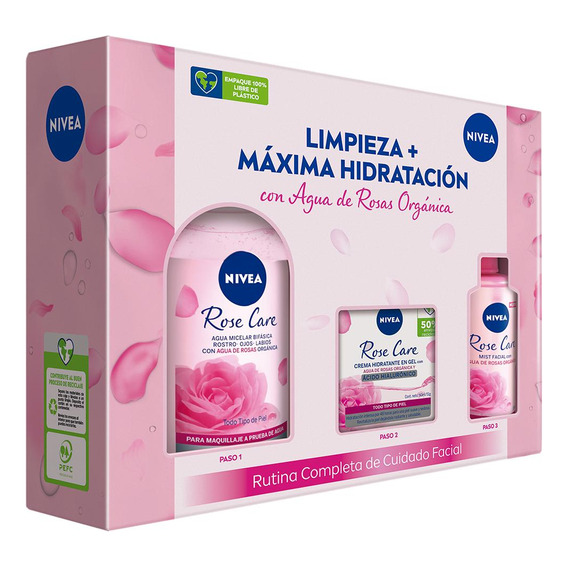 Pack Nivea Roses Care Mic 400ml+crema Día 50ml+mist 150ml