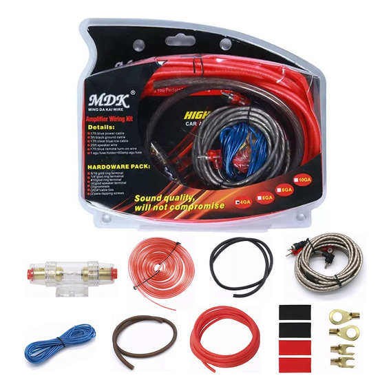 Kit Amplificador Instalacion Cable Rca Audio Auto 4ga