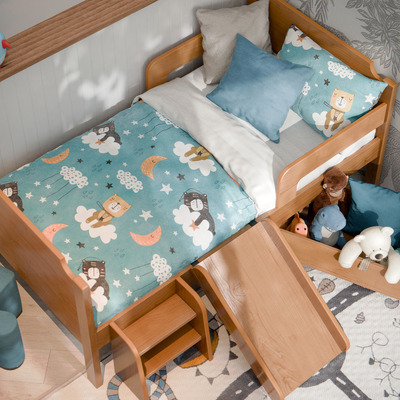 Mini Berço Cama Bella Com Colchão Escada Baú Escorregador Infantil Para Quarto De Criança Juvenil