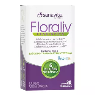 Floraliv Probiótico Sanavita 30 Cápsulas Flora Intestinal