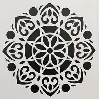 Stencil Gabarito Mandala Circular Revestimento De Parede 3d