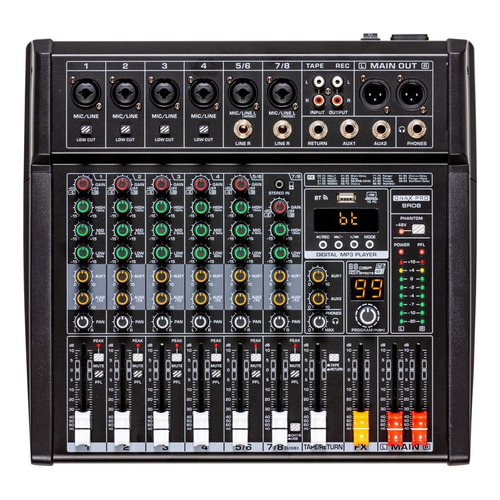 Onax Pro Sr08 Consola Mixer Audio Interface Usb 99 Fx Eq +48