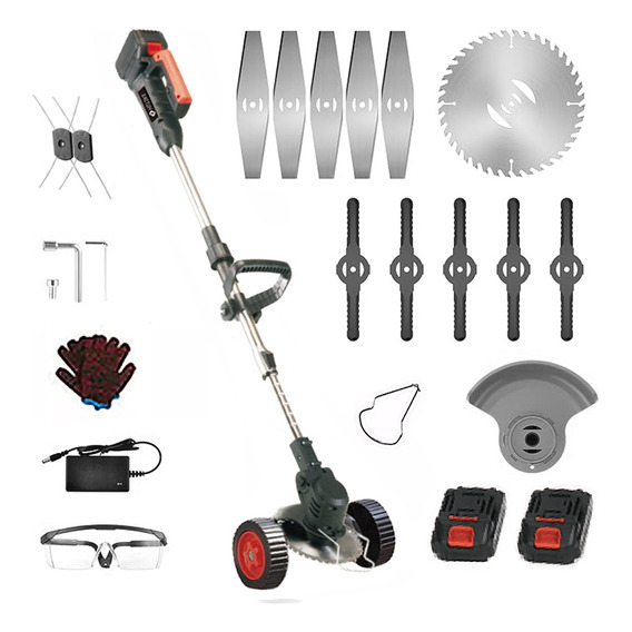 Desbrozadora Eléctrica Inalámbrica Con Ruedas Y 21v Baterías