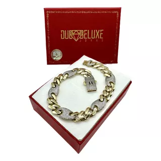 Pulsera Ancla Diamantada 10mm Oro Italian10k Duodeluxejoyas®