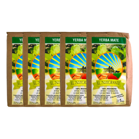 Yerba Mate El Inmigrante Pack X 5