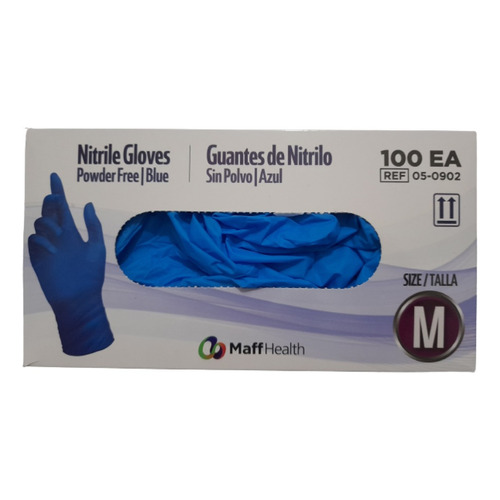 Guantes De Nitrilo Con Reg .invima, Sin Polvo, Caja 100 Uds. Color Azul Acero Talla Xl