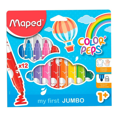 Marcadores Maped Color Peps Jumbo X 12 Colores Educando