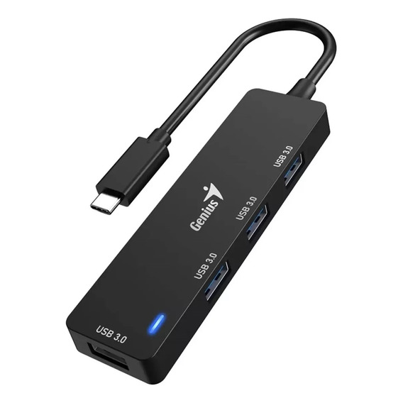 Hub Usb 3.0 Genius Uh-400 De 4 Puertos Color Negro