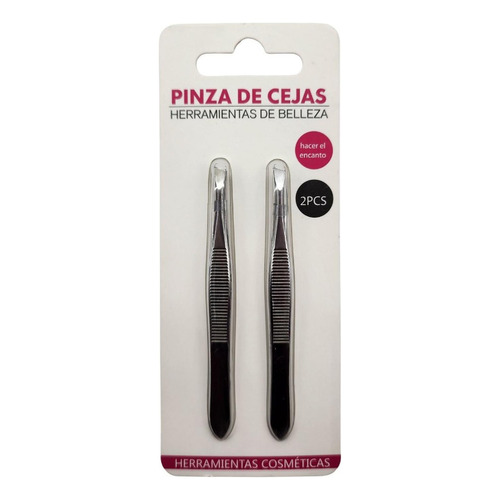 Set 2 Pinzas Depilación Cejas Facial Punta Acero Inoxidable