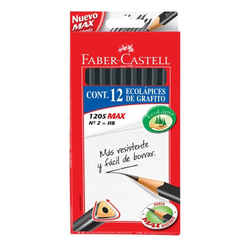 12 Eco Lapiz Grafito N°2 Hexagonal Faber Castell