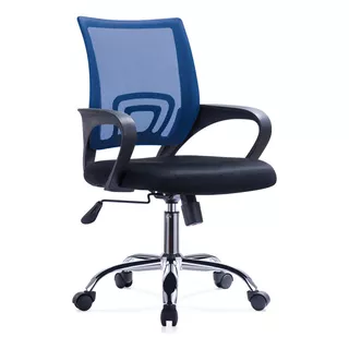 Silla De Oficina Mesh Con Posabrazos Azul