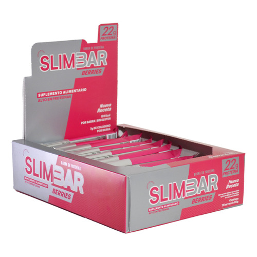 Box 12 Barras De Proteina Slimbar Berries 60gr. C/u