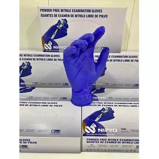 Guantes De Nitrilo Nipro X 100 Azul De Examen Calibre 5 Talla L