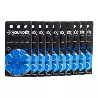 Paquete De Pilas Soundex 675 1.4v 10 Blisters Con 6 Pilas