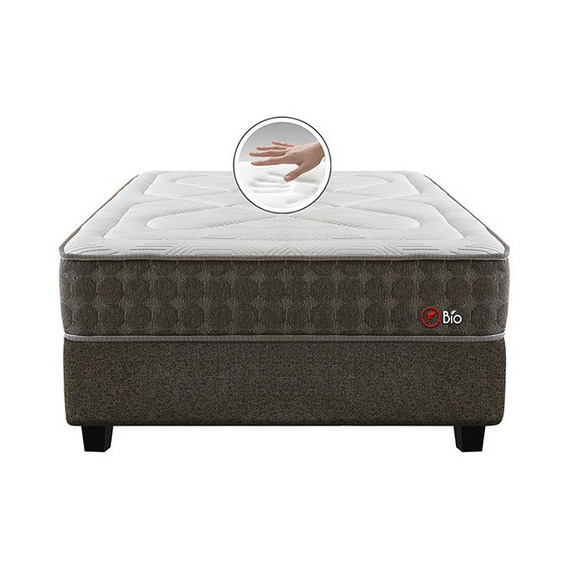 Cama Americana Forli Bio Queen+colchón+2 Almohadas Visco100% Color Marrón