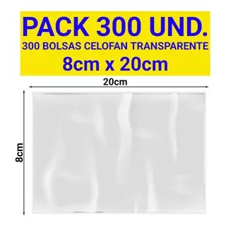 Bolsas Polipropileno Celofán Plásticas 8x20 Cm 300un Pack