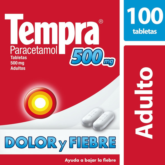 Tempra 500mg Paracetamol Para Dolor Y Fiebre Caja De 100tabs