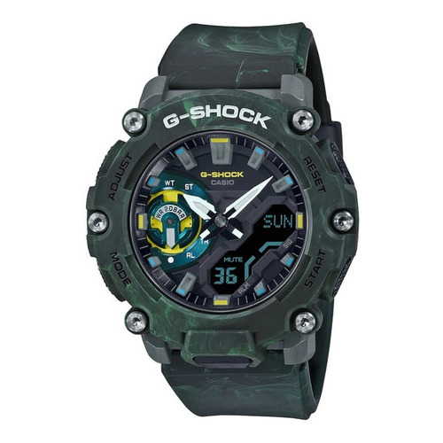 Reloj Casio G-shock Ga-2200mfr-3adr Hombre Color de la correa Verde Color del bisel Verde Color del fondo Negro