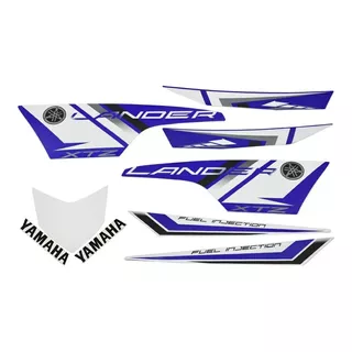 Kit Adesivo Jogo Faixas Moto Yamaha Lander 2014 Azul