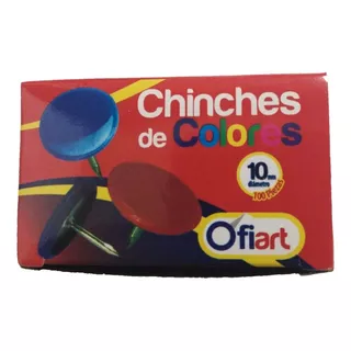 10 Cajas Chinches De Colores Marca Ofiart (pack De 10 X 100)