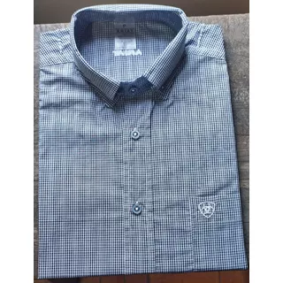 Camisa Masculina Manga Curta Xadrez Bordada Ariat