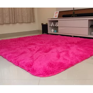 Tapete Felpudo Rosa Pink 1,50x2,00-pelo Alto Costa Oro