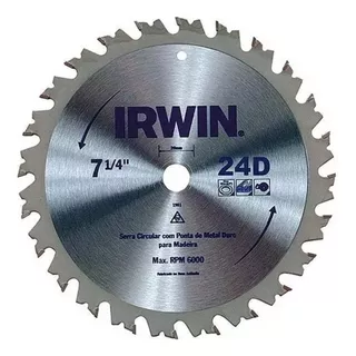 Disco De Serra Circular 7.1/4  24 Dentes Iw14107 - Irwin