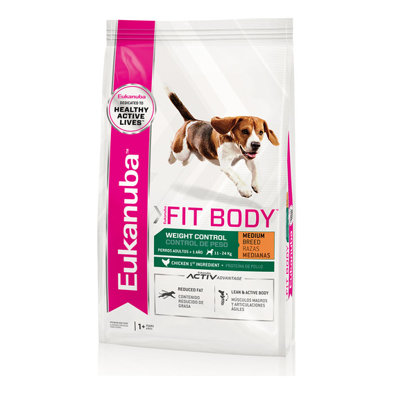 Alimento Eukanuba Fit Body Weight Control para perro adulto de raza mediana sabor mix en bolsa de 15 kg