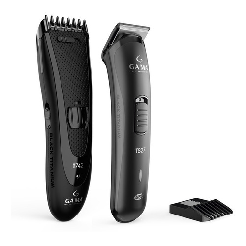 Cortadora De Pelo Gama T747 Black Titanium + Trimmer Barba Color Negro