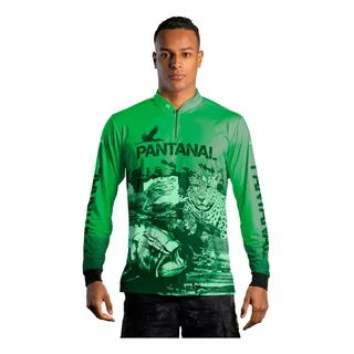 Camisa Blusa De Pesca Brk Verde Pantanal Com Uv50 +