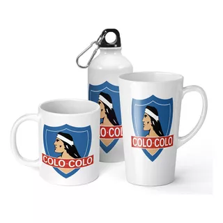 Set De Taza + Botella + Taza Conica Colo Colo De Regalo