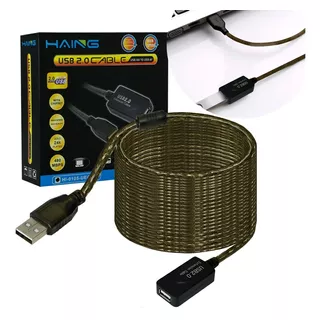 Cable Extension Activa Usb 2.0 Macho Hembra 20 Metros 480mbp Color Negro