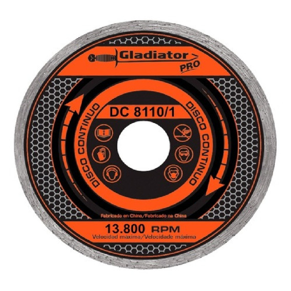 Disco Diamantado Continuo 110mm Gladiator 13.800 Rpm