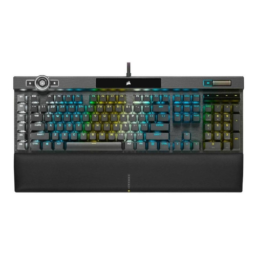 Teclado gamer Corsair K100 QWERTY inglés US color negro con luz RGB
