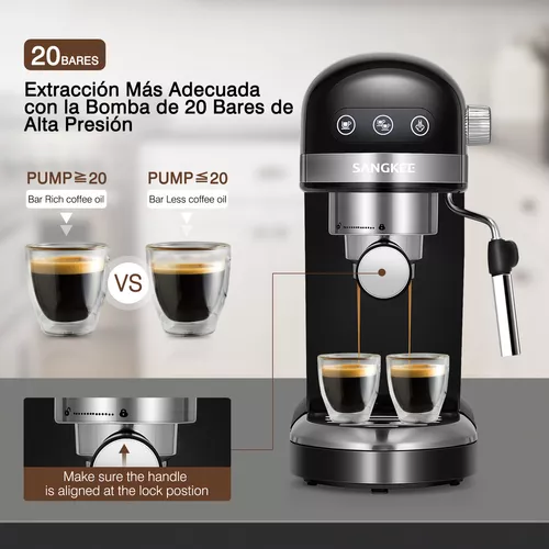 HOMOKUS Máquina de café expreso de 20 bares, cafetera de capuchino con  espumador de leche, varita de vapor para latte, moca, capuchino, máquina de