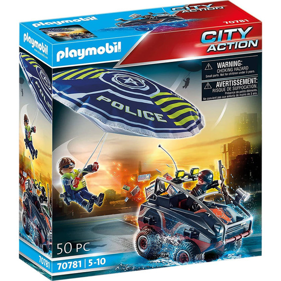 Playmobil® Policía Paracaídas Persecución Quad Bandido 70781