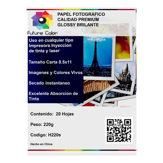 3 Papel Fotográfico Premium Glossy 8.5*11 Carta 220gr 20 Hoj