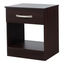 Mesa De Luz Benevento 1 Cajón En Melamina Ricchezze Mate Marrón Brillante Moro