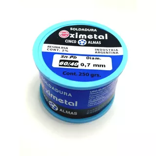 Estaño Rollo Eximetal 0.7mm Para Soldar 250gr 1/4 Kilo 0.7mm