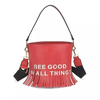 Bolsa Feminina De Ombro Tiracolo Franjas  - Original Up4you Cor Vermelho